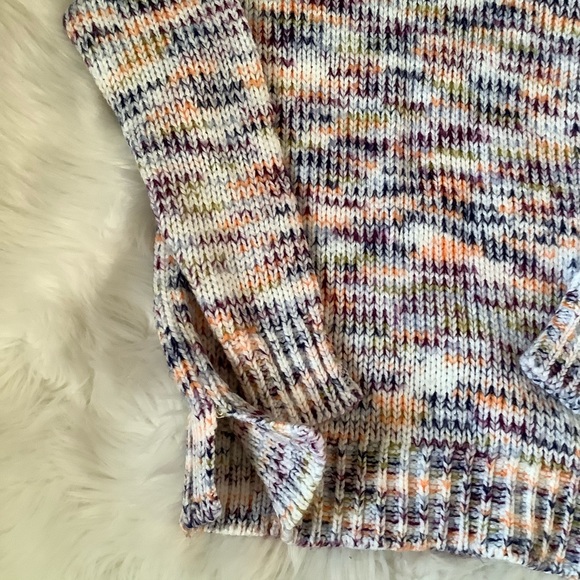 LOFT Multicolor Spacedye Double V Chunky Knit Oversized Sweater - Size XS - Picture 8 of 13